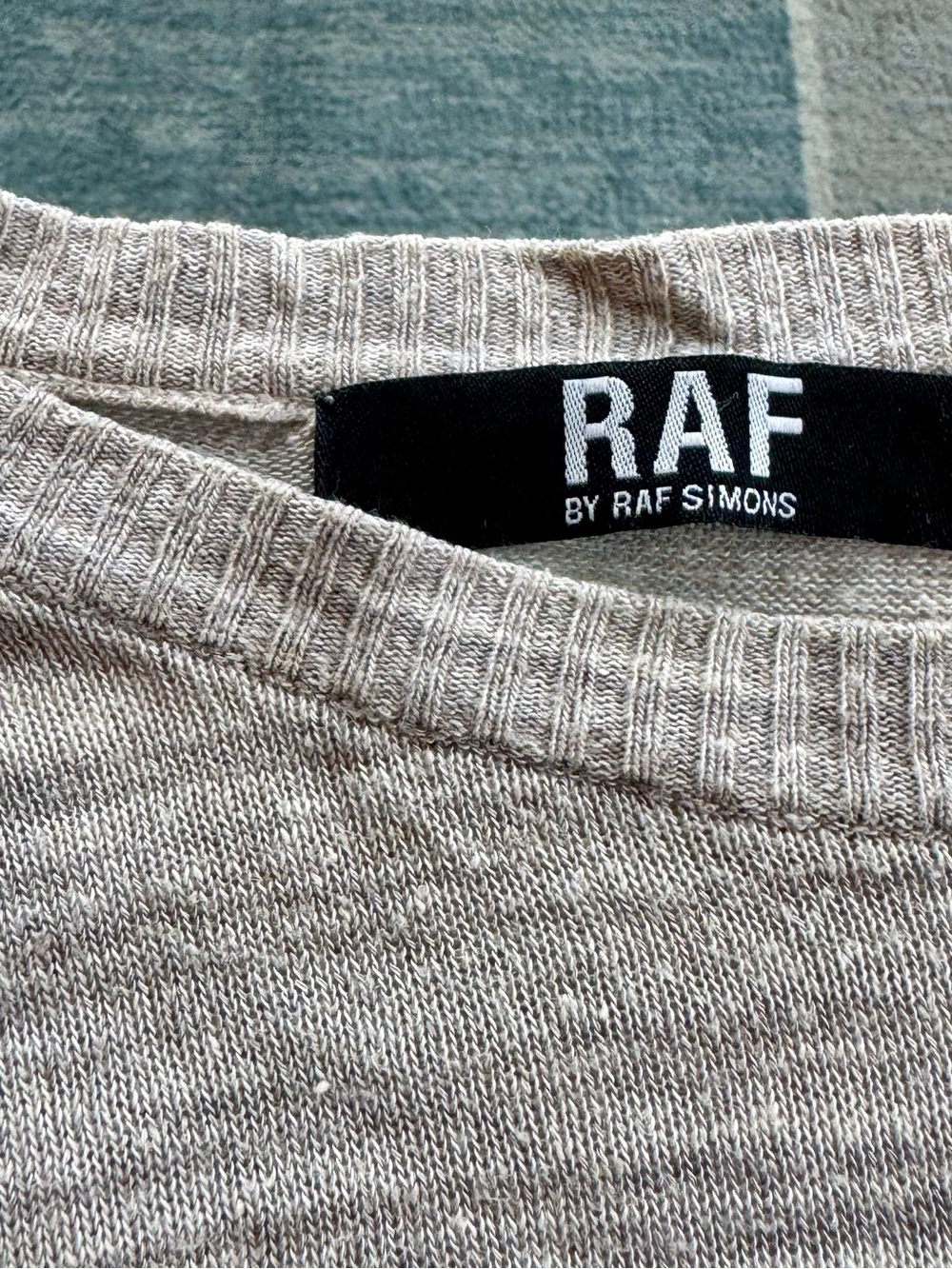 Raf Simons Men's Crewneck Sweater in Neutral Beige Knit